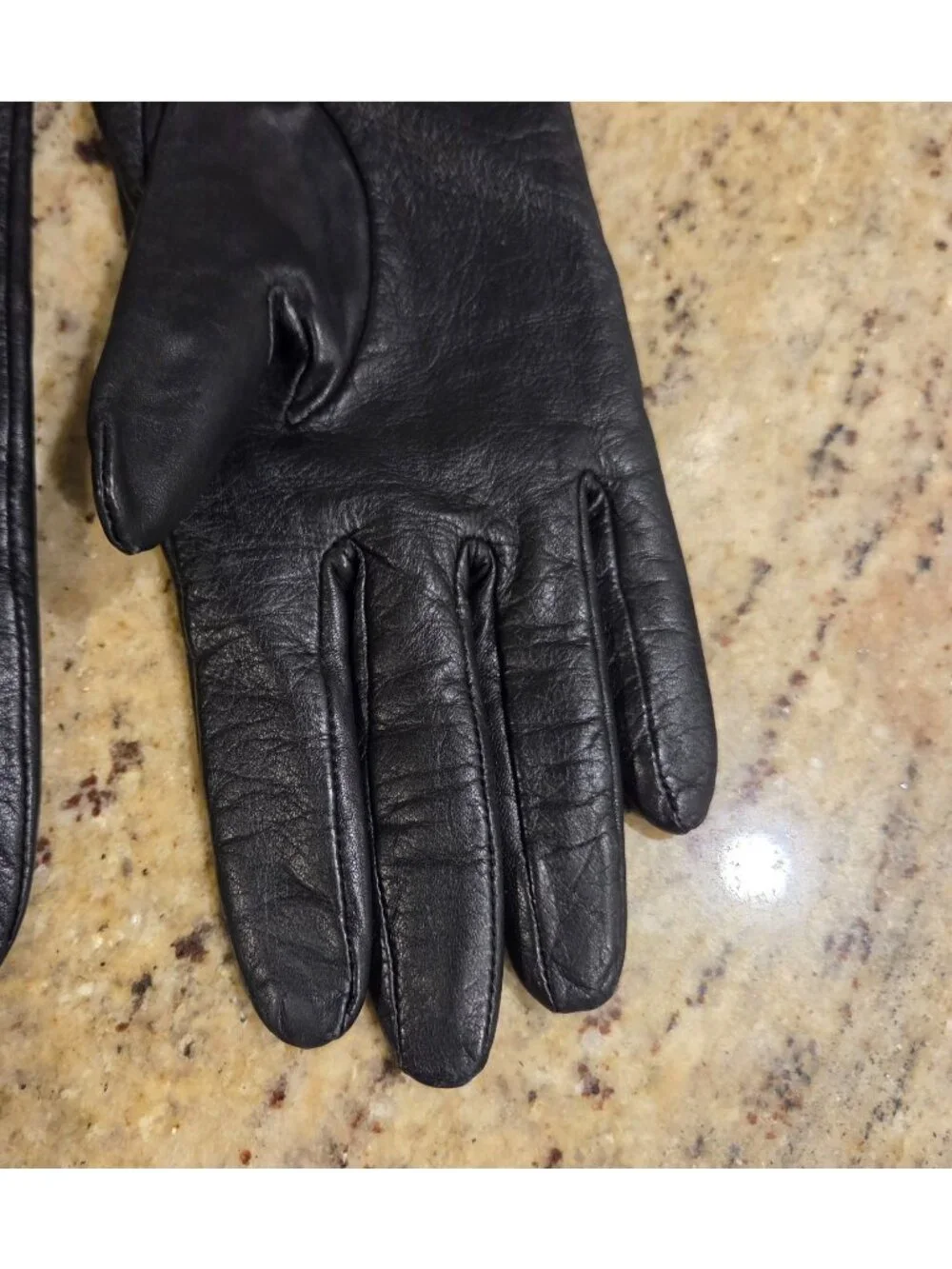 Merona Women's M/L Black Soft Leather Gloves Animal Print Lined